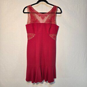 BCBG MAXAZRIA Quite Luxury Fuchsia ENIDA Ruffled Crepe Dress Size 6 LIKE NEW!
